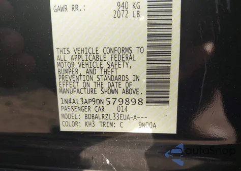 2013 Nissan Altima 2.5 S from USA, damaged, VIN 1N4AL3AP9DN579898